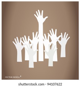 Vector Illustration of raised hands.