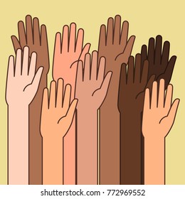 A vector illustration of Raised Hands for Volunteering Concept