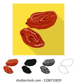 Vector illustration of raisin and dry  icon. Set of raisin and heap  stock vector illustration.