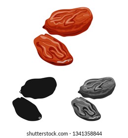 Vector illustration of raisin and dry  logo. Collection of raisin and heap  vector icon for stock.