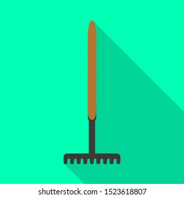 Vector illustration of rake and autumn symbol. Graphic of rake and tool stock symbol for web.