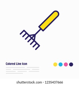 Vector illustration of rake icon colored line. Beautiful industry element also can be used as pitchfork icon element.