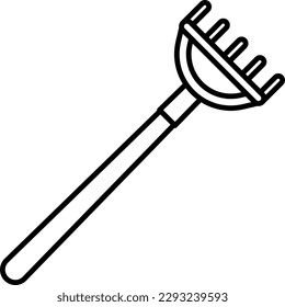 Vector illustration of a rake line icon. Rake to collect leaves. Garden care tools.