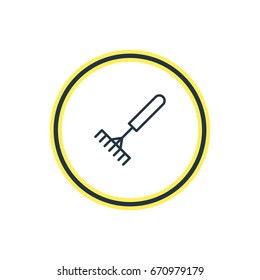 Vector Illustration Of Rake Outline. Beautiful Structure Element Also Can Be Used As Harrow Element.