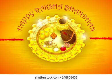 vector illustration of rakhi pooja thali for Raksha Bandhan
