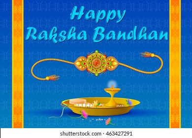 ilustración vectorial de Rakhi pooja thali para Raksha Bandhan