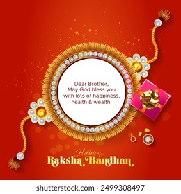 Vector illustration of Rakhi. Raksha Bandhan festival greeting card poster banner or social media post design.