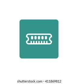 Vector illustration of RAM sign icon on green background.