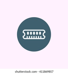 Vector illustration of RAM sign icon on blue circle background.