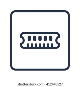 Vector illustration of RAM sign icon on blue round background.