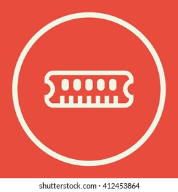 Vector illustration of RAM sign icon on red background.