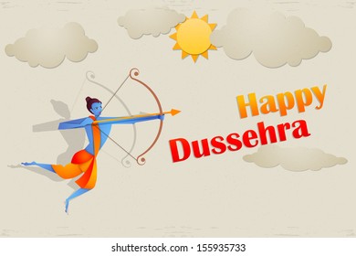 vector illustration of Rama killing Ravana in Dussehra