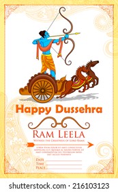 vector illustration of Rama killing Ravana in Happy Dussehra