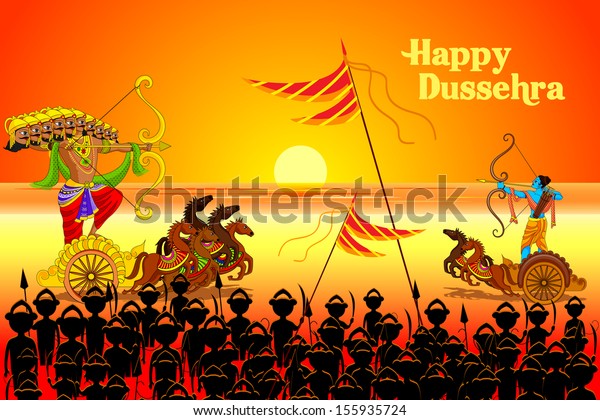 Vector Illustration Rama Killing Ravana Happy Stock Vector (Royalty ...