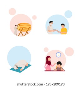 Vector illustration of Ramadan activities. Ramadan background or poster.