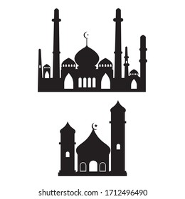 Imagen vectorial del Ramadán con una mezquita negra