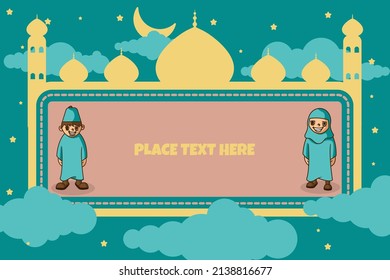 vector illustration of ramadan children background, good for children greeting card ramadan, ramadan background content etc.