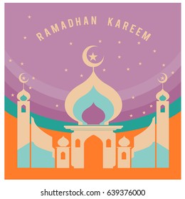 Vector illustration for Ramadan with colorful elements and mosque. Islamic Celebration Poster and advertising. Logo and Icon Ramadan Celebration.