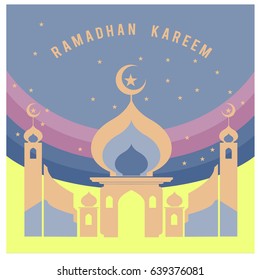 Vector illustration for Ramadan with colorful elements and mosque. Islamic Celebration Poster and advertising. Logo and Icon Ramadan Celebration.