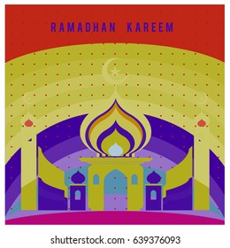 Vector illustration for Ramadan with colorful elements and mosque. Islamic Celebration Poster and advertising. Logo and Icon Ramadan Celebration.