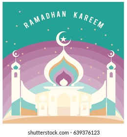 Vector illustration for Ramadan with colorful elements and mosque. Islamic Celebration Poster and advertising. Logo and Icon Ramadan Celebration.