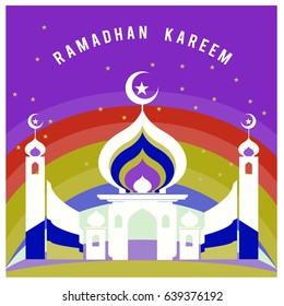 Vector illustration for Ramadan with colorful elements and mosque. Islamic Celebration Poster and advertising. Logo and Icon Ramadan Celebration.