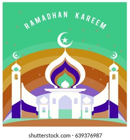 Vector illustration for Ramadan with colorful elements and mosque. Islamic Celebration Poster and advertising. Logo and Icon Ramadan Celebration.