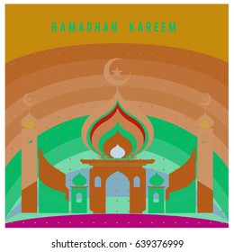 Vector illustration for Ramadan with colorful elements and mosque. Islamic Celebration Poster and advertising. Logo and Icon Ramadan Celebration.