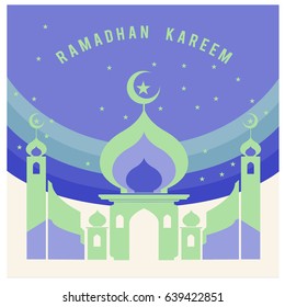 Vector illustration for Ramadan with colorful elements and mosque. Islamic Celebration Poster and advertising. Logo and Icon Ramadan Celebration.