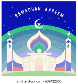 Vector illustration for Ramadan with colorful elements and mosque. Islamic Celebration Poster and advertising. Logo and Icon Ramadan Celebration.