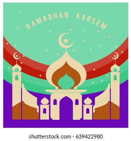 Vector illustration for Ramadan with colorful elements and mosque. Islamic Celebration Poster and advertising. Logo and Icon Ramadan Celebration.