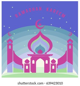 Vector illustration for Ramadan with colorful elements and mosque. Islamic Celebration Poster and advertising. Logo and Icon Ramadan Celebration.
