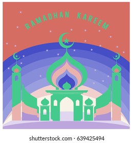 Vector illustration for Ramadan with colorful elements and mosque. Islamic Celebration Poster and advertising. Logo and Icon Ramadan Celebration.