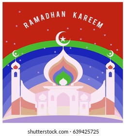 Vector illustration for Ramadan with colorful elements and mosque. Islamic Celebration Poster and advertising. Logo and Icon Ramadan Celebration.