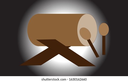 vector illustration of Ramadan Drum on black white background. ramadhan kareem