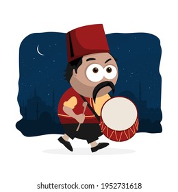 Vector Illustration of a Ramadan Drummer