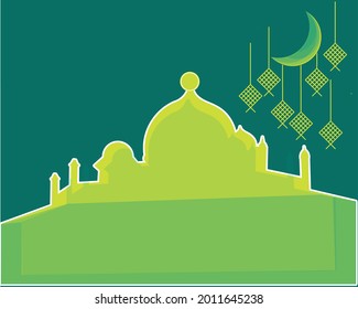 Vector illustration of Ramadan edition and Islamic holidays with flat images of mosques, diamonds and crescent moons