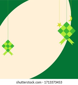 Imagen vectorial de la tarjeta de saludo de Ramadán con decoración ketupat en la esquina y espacio para escritos 