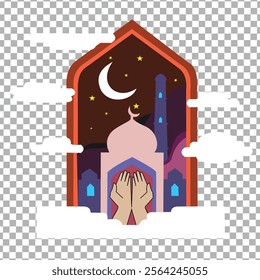 Vector Illustration of ramadan greeting or happy ed mubarak, Business Concept, Ramadan Concept, Ramadan Kareem, Flat Design