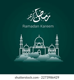 Ilustración vectorial de Ramadan Kareem 1444 Hijri. Feliz concepto de diseño gráfico Ramadan Kareem para los certificados, pancartas y volante. traducir de árabe: Ramadan Kareem