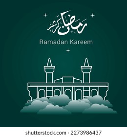 Ilustración vectorial de Ramadan Kareem 1444 Hijri. Feliz concepto de diseño gráfico Ramadan Kareem para los certificados, pancartas y volante. traducir de árabe: Ramadan Kareem