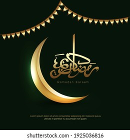 Vector Illustration of Ramadan Kareem with Arabic calligraphy for the celebration of Muslim community festival.