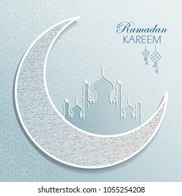 vector illustration of Ramadan Kareem ( Blessing for Eid) background with Islamic style doodle
