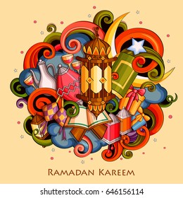 vector illustration of Ramadan Kareem ( Blessing for Eid) background with Islamic mosque