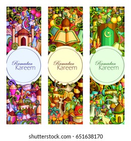 vector illustration of Ramadan Kareem ( Blessing for Eid) background with Islamic style doodle