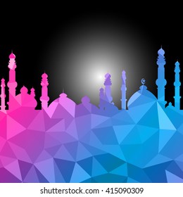vector illustration of ramadan kareem, design celebratory illustration with bright geometric patterns.