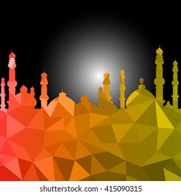 vector illustration of ramadan kareem, design celebratory illustration with bright geometric patterns.