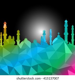 vector illustration of ramadan kareem, design celebratory illustration with bright geometric patterns.