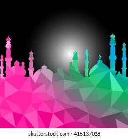 vector illustration of ramadan kareem, design celebratory illustration with bright geometric patterns.