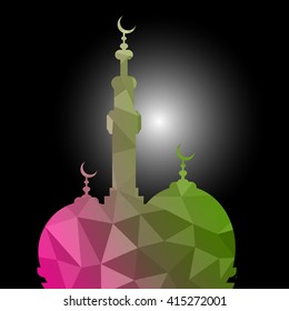 vector illustration of ramadan kareem, design celebratory illustration with bright geometric patterns.